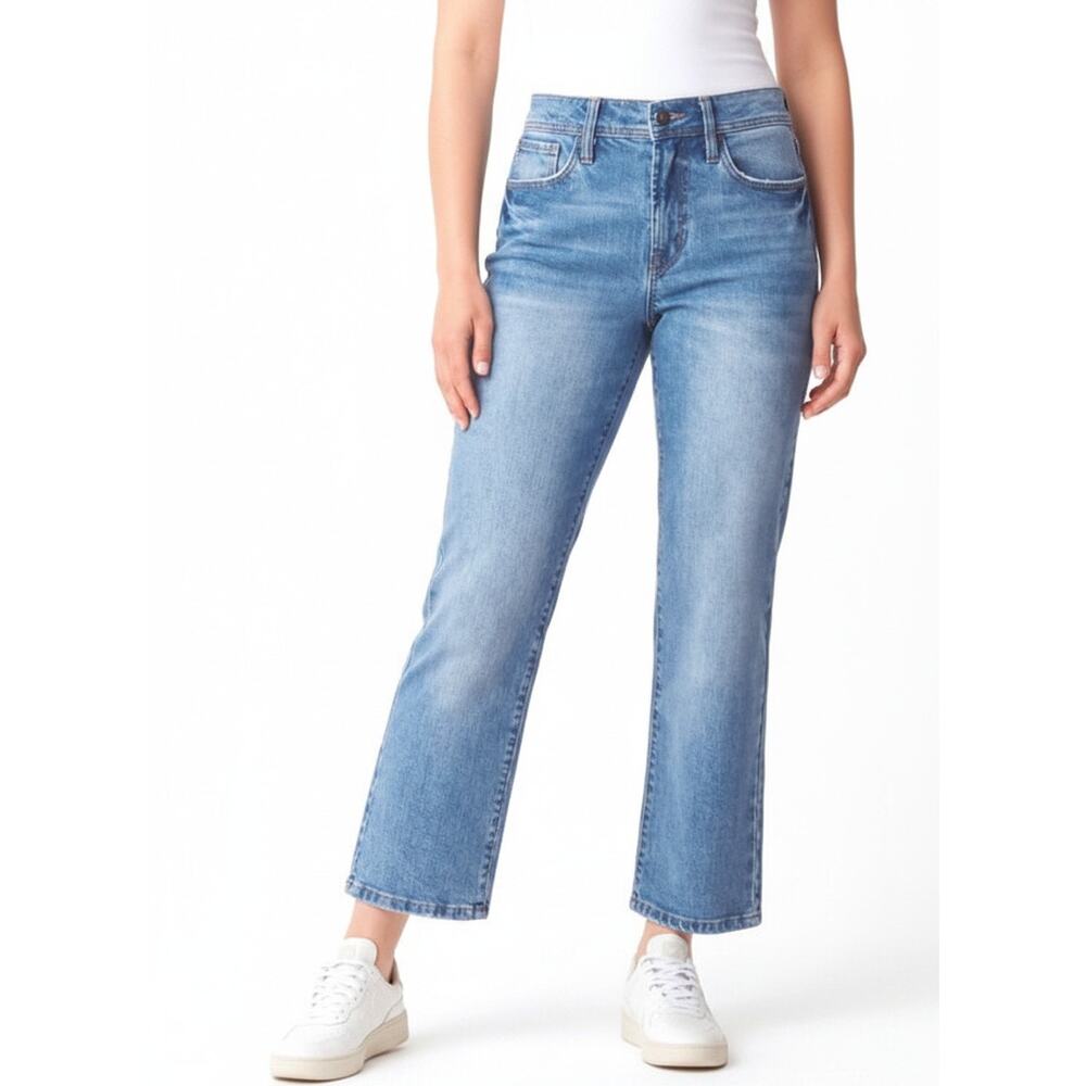 Kensie Mila Retro Luxe High-Rise Relaxed Straight Jeans Light Wash Size 6
